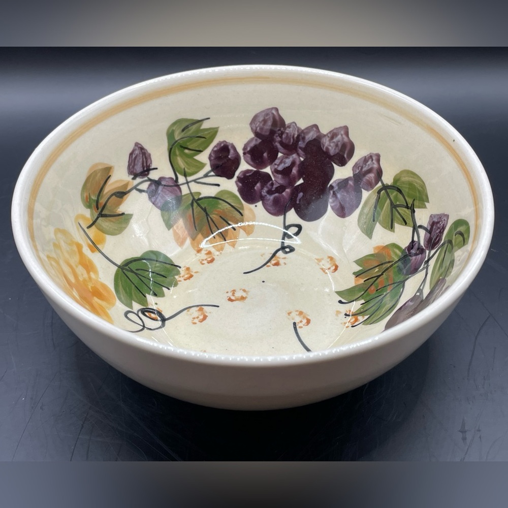 RARE Vintage Alco Industries Grapes Medley Pattern Beige Soup/Cereal Bowl